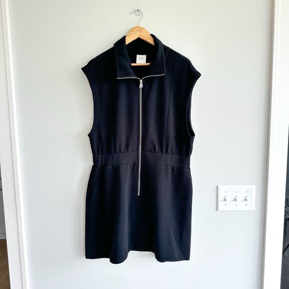 Varley Rosannah Zip Through Sleeveless Mini Dress Black XL